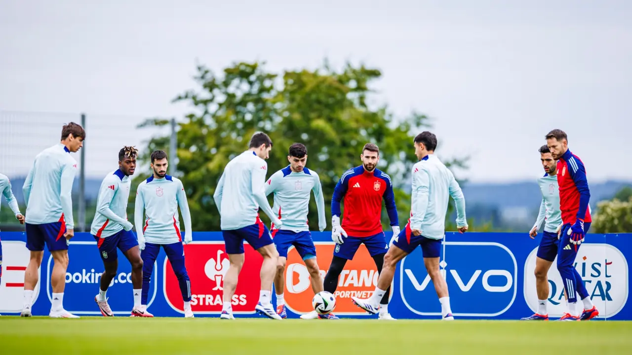La Selecci&oacute;n durante el &uacute;ltimo entrenamiento. / RED X RFEF