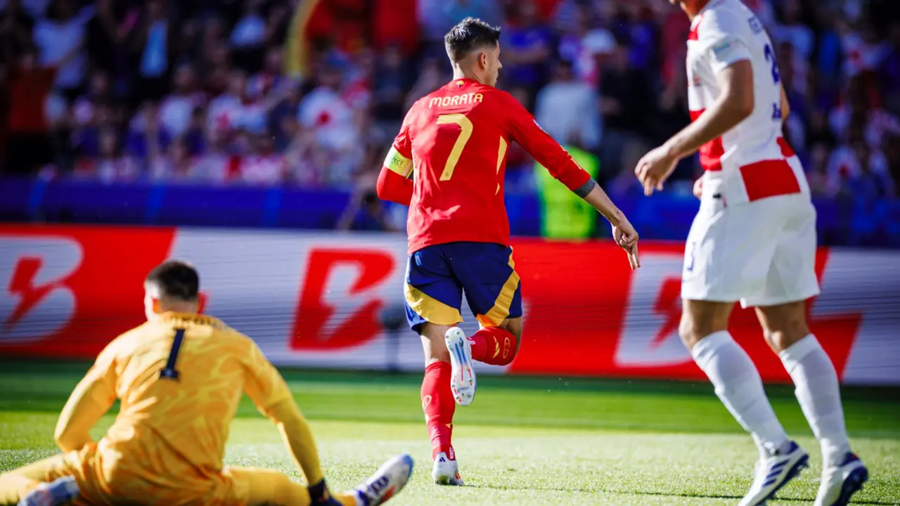 Morata celebra su gol del partido. / RFEF