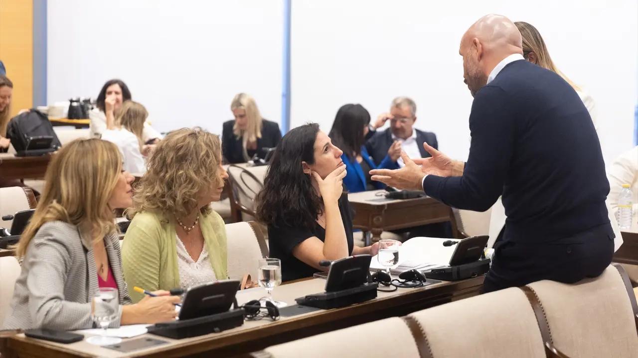 (I-D) Las diputadas de VOX, Reyes Romero, Roc&iacute;o Aguirre y Roc&iacute;o de Meer, y el diputado del PP, Jaime de los Santos, durante la Comisi&oacute;n de Igualdad, en el Congreso de los Diputados. Eduardo Parra
