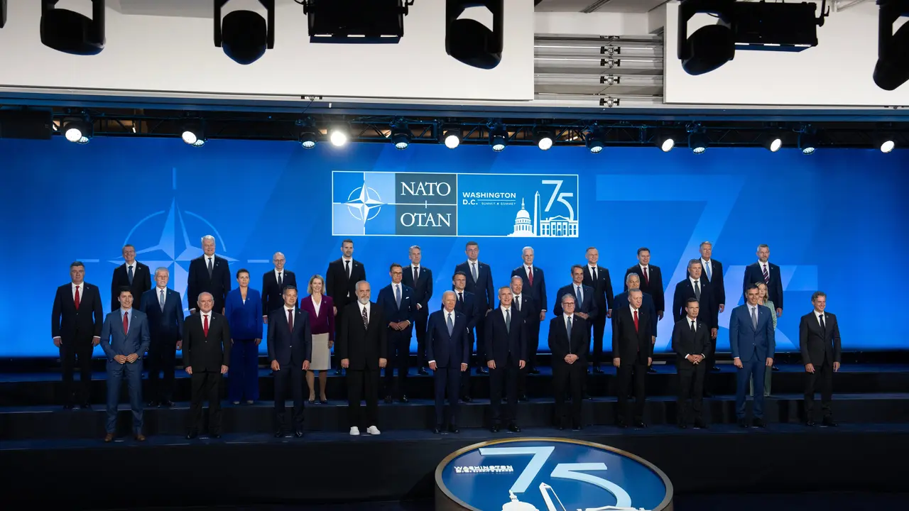 Los jefes de estado durante la cumbre del 75 aniversario de la OTAN en Washington. / EP