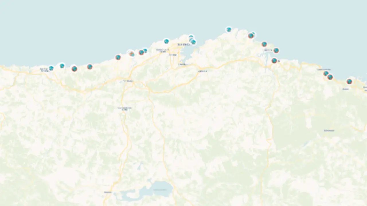 Avistamientos de medusas en los &uacute;ltimos d&iacute;as en Cantabria. / Captura MedusaApp