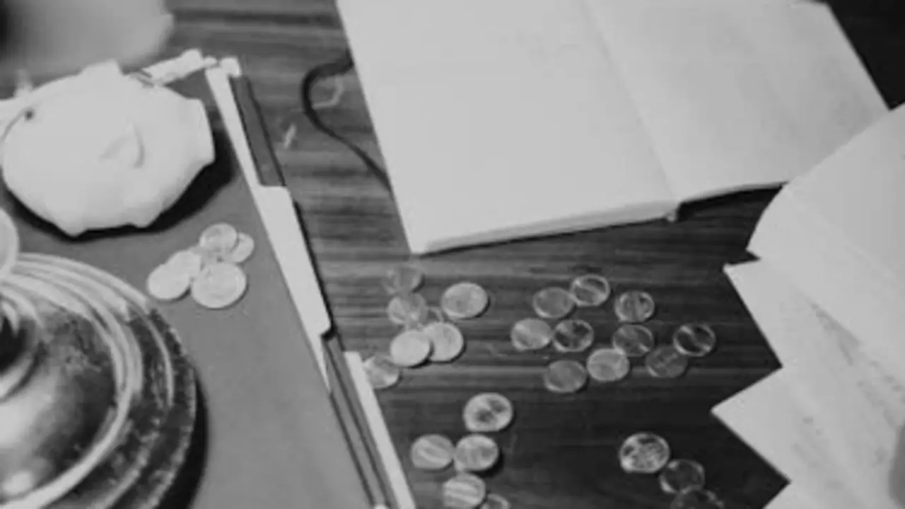 Una persona con varias monedas encima de una mesa. / A.E