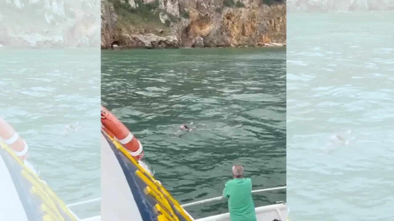Captura de imagen del v&iacute;deo donde se ve al hombre que tiene que ser rescatado.
