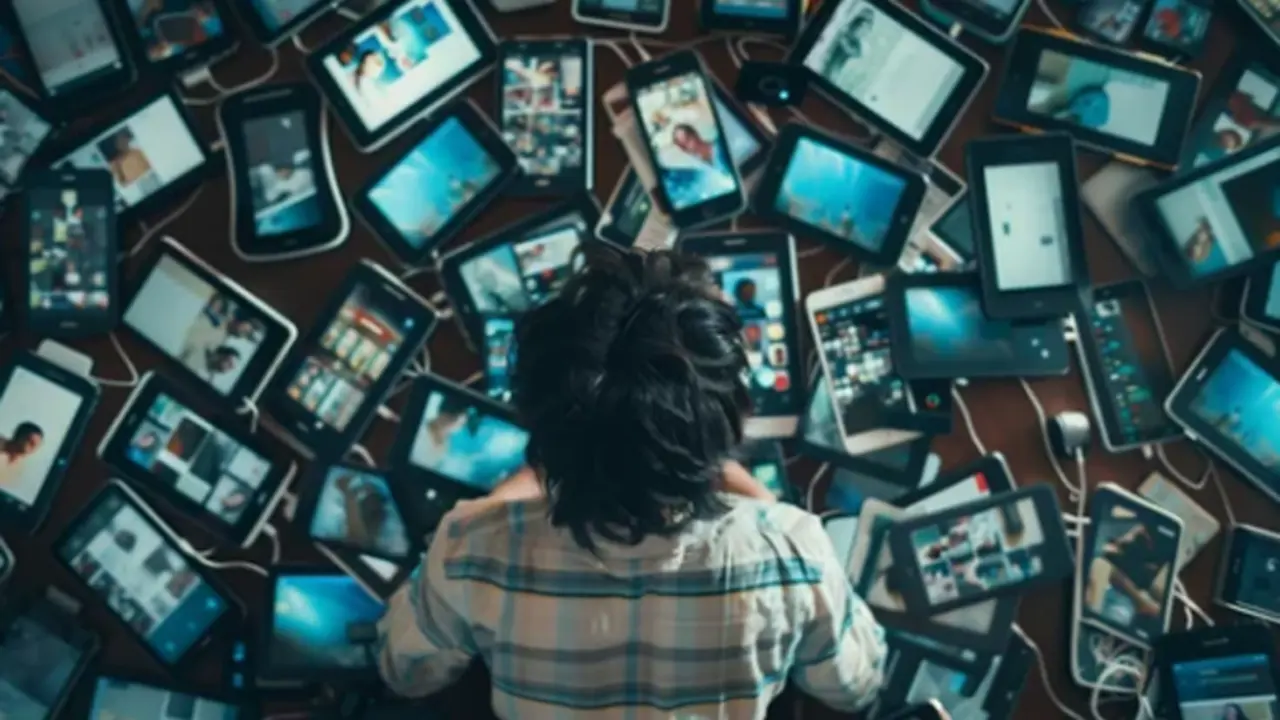 Una persona rodeada de dispositivos electr&oacute;nicos. / A.S.