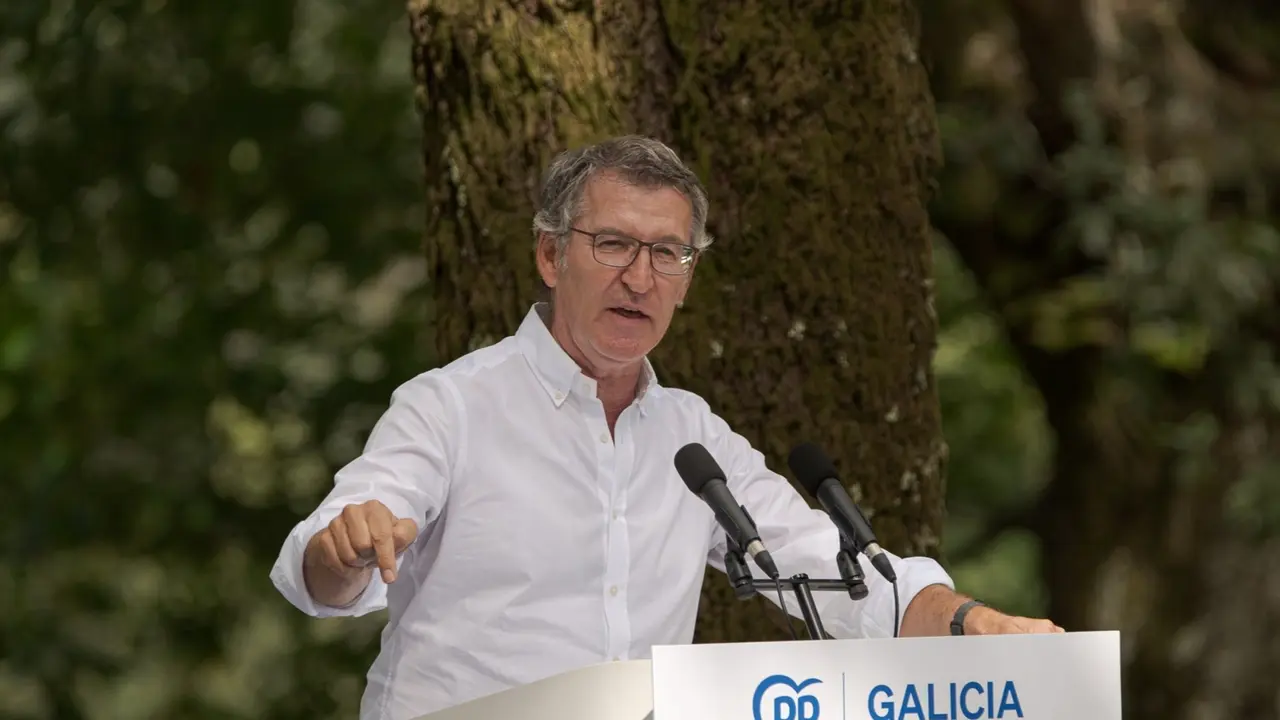 El presidente del PP, Alberto N&uacute;&ntilde;ez Feij&oacute;o, interviene durante la inauguraci&oacute;n del nuevo curso pol&iacute;tico del Partido Popular. Elena Fern&aacute;ndez