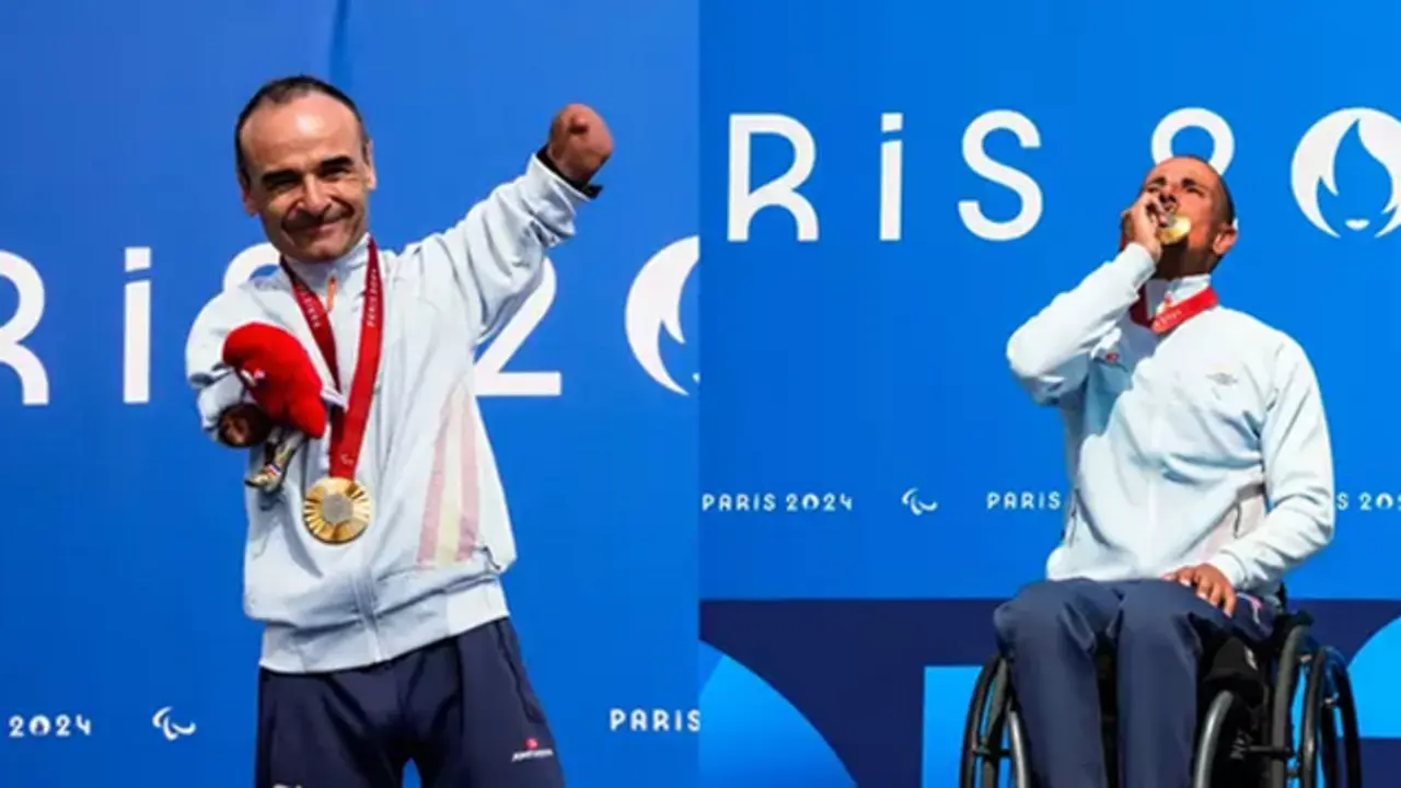 Ricardo Ten y Sergio Garrote, medallas de oro en las pruebas de contrarreloj de la clase C1 y de la clase H2 del ciclismo en carretera. / CPE