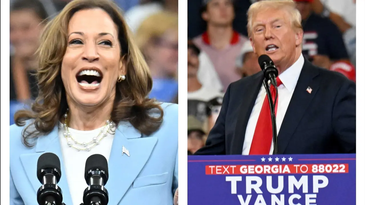 La dem&oacute;crata, Kamala Harris, (iz) y el candidato republicano, Donald Trump (d). Hyosub Shin