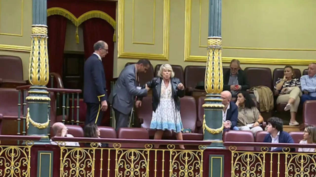 Victoria Iba&ntilde;ez, enferma del polio  en el congreso. / RTVE