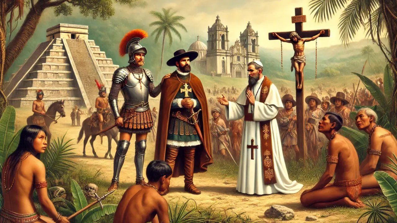 Hern&aacute;n Cort&eacute;s evangelizando M&eacute;jico.