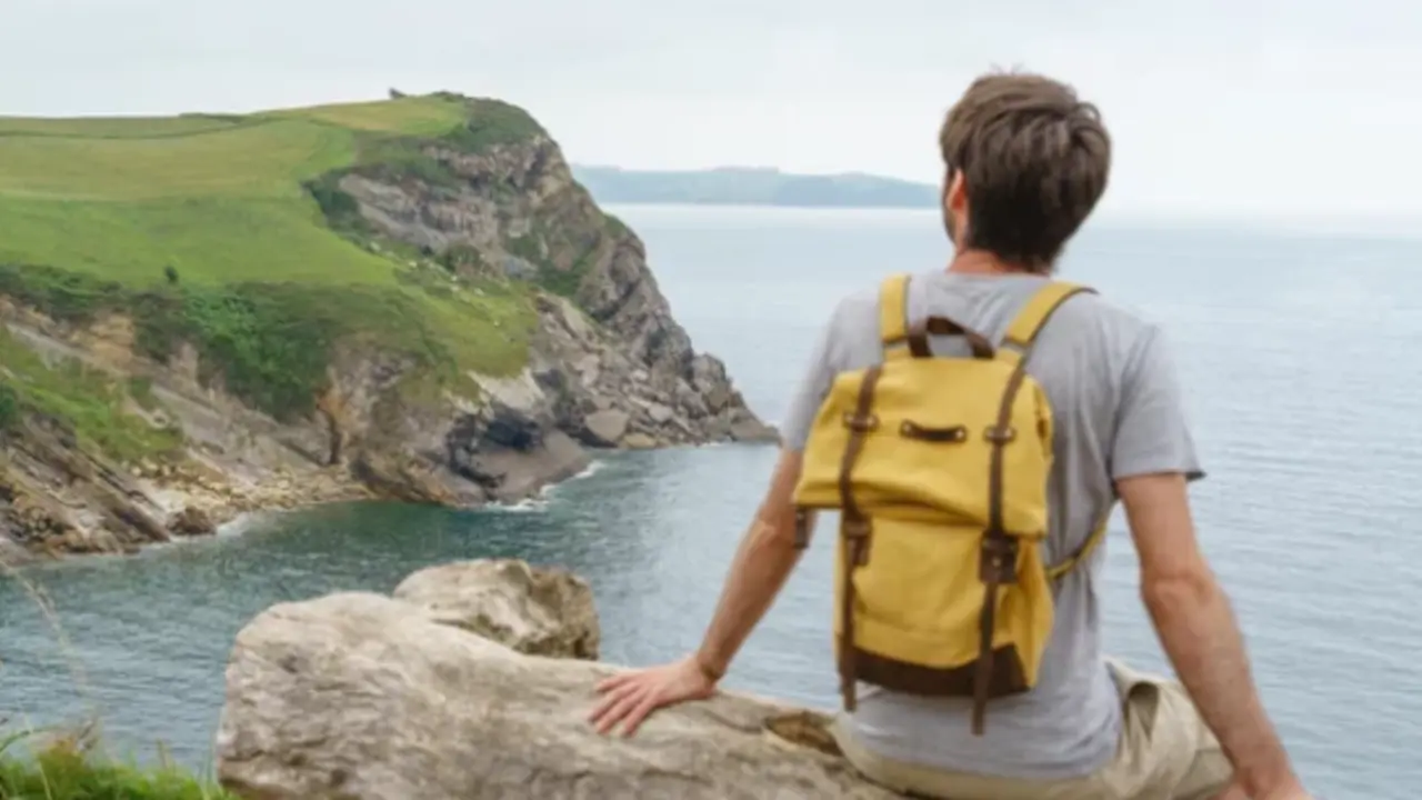 Una persona con una mochila disfruta de las vistas que ofrece Cantabria. / A.S.