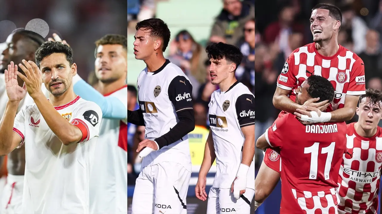 Los futbolistas Jes&uacute;s Navas (Sevilla FC), Diego L&oacute;pez (Valencia) y Miguel Guti&eacute;rrez (Girona). / EP