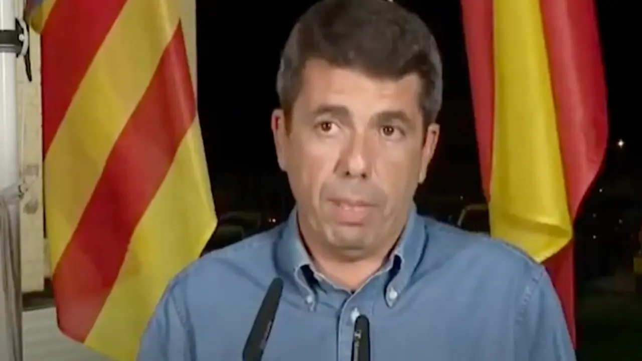El presidente de la Generalitat Valenciana, Carlos Maz&oacute;n, durante su comparecencia. X