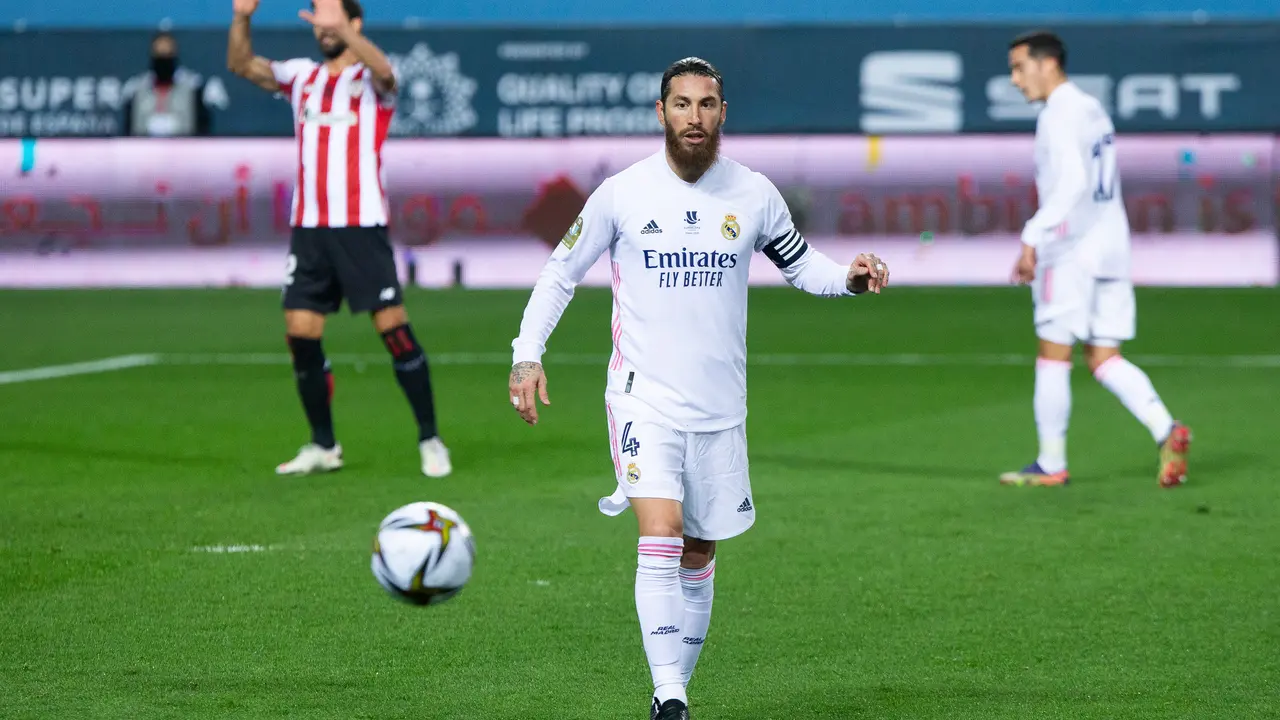 Sergio Ramos durante un partido con el partido del Real Madrid. / EP