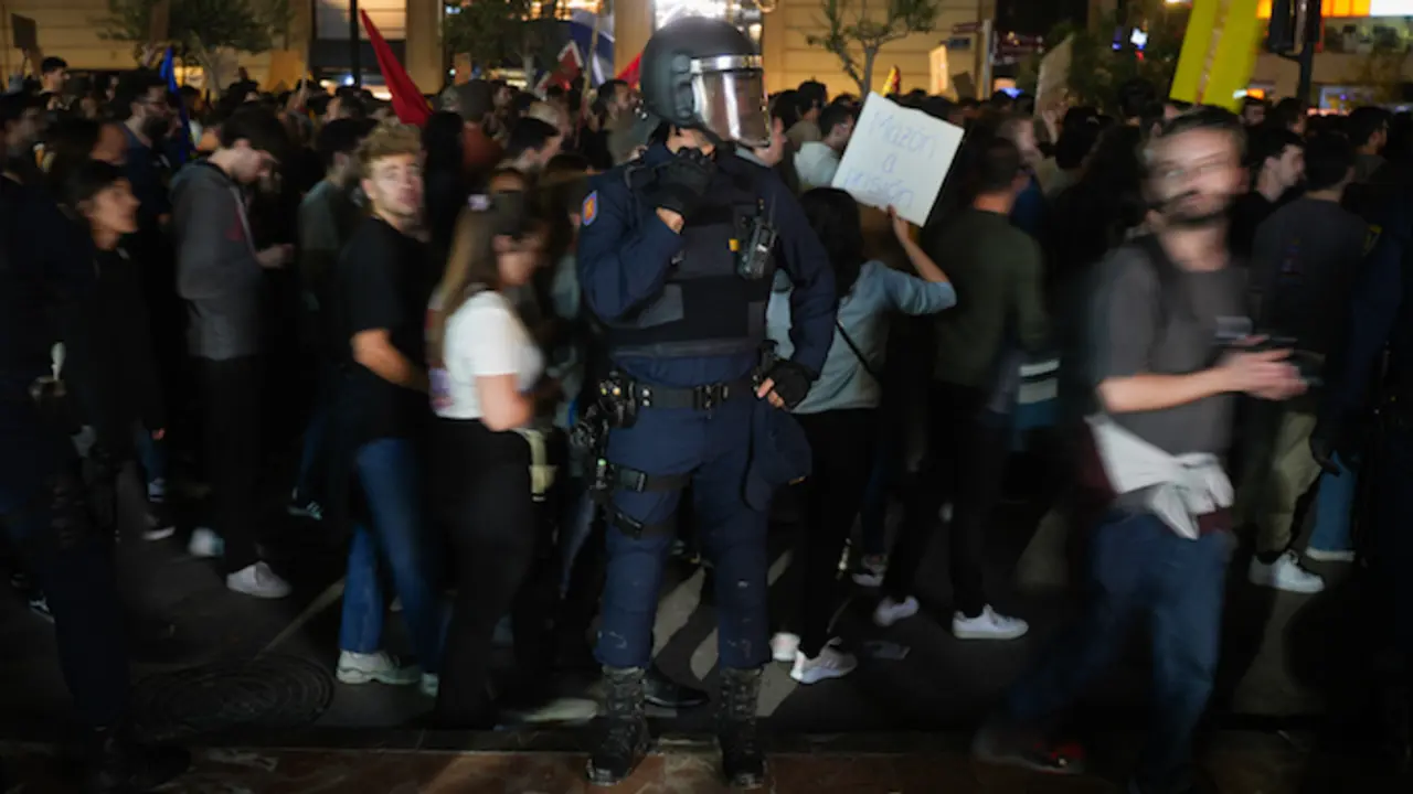 Agentes de Polic&iacute;a Nacional durante la manifestaci&oacute;n. / EP