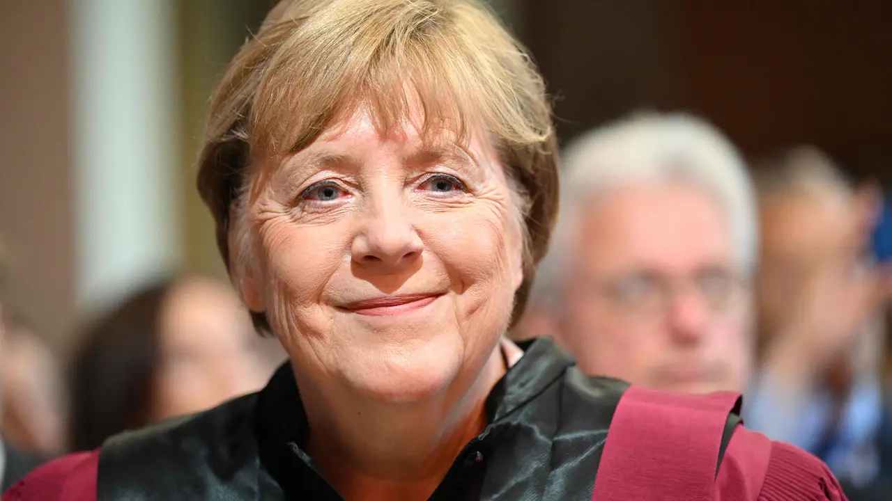 Angela Merkel durante un acto en la Universidad de Paris. / Bertrand Guay