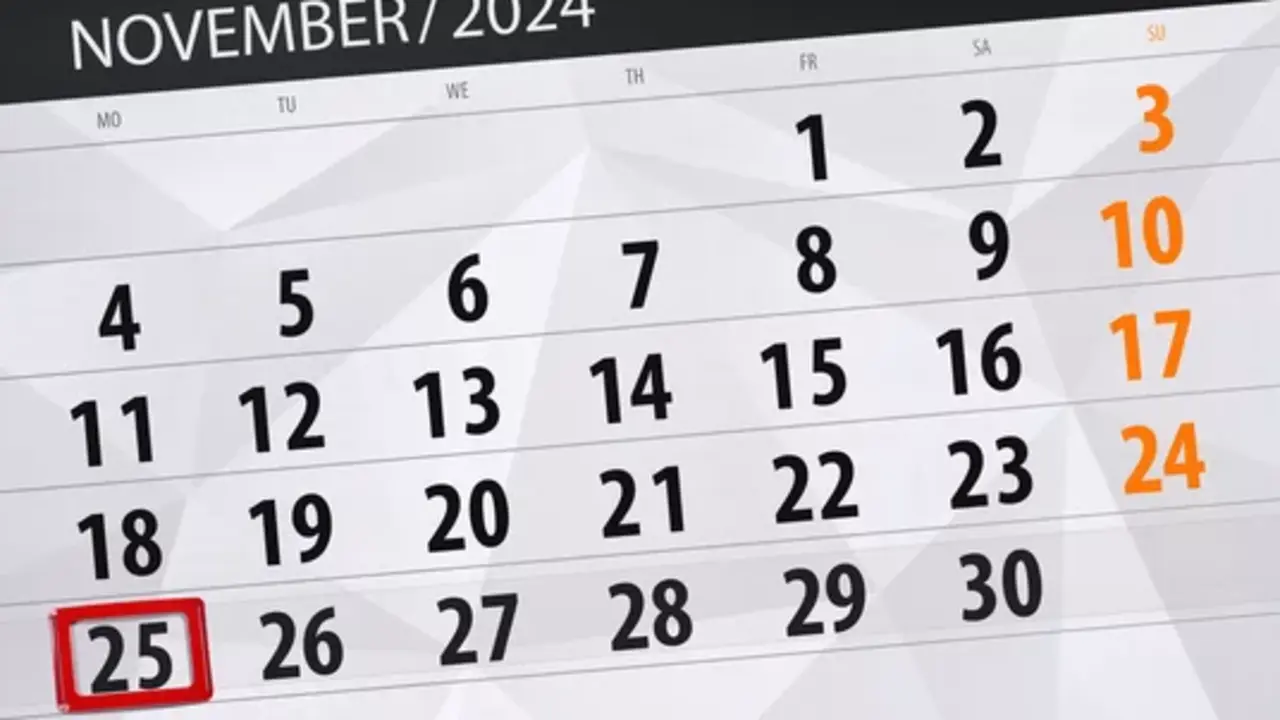 Calendario del mes de noviembre. / A.S.
