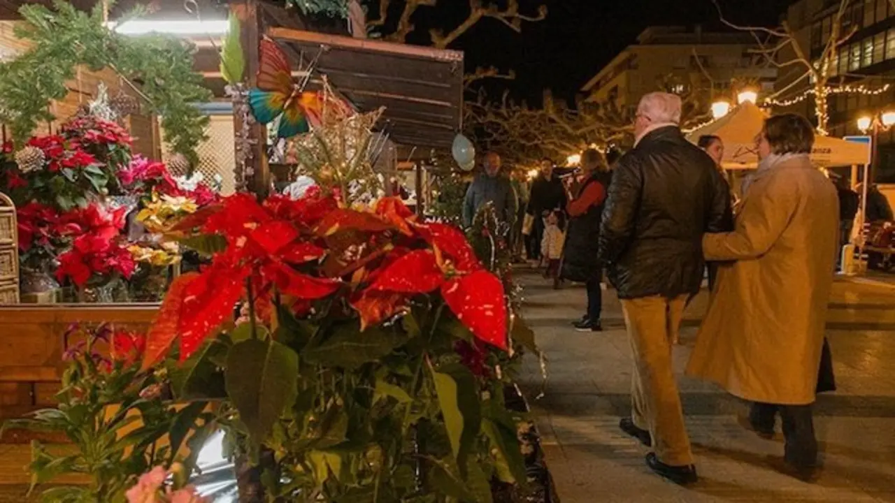 Varias personas paseando por la Avenida de Espa&ntilde;a por los puestos de Navidad. / Alerta