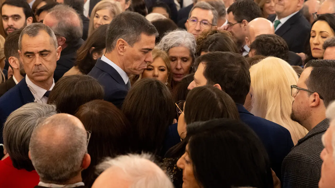 El presidente del Gobierno, Pedro S&aacute;nchez (c), durante el acto institucional por el D&iacute;a de la Constituci&oacute;n. / Eduardo Parra