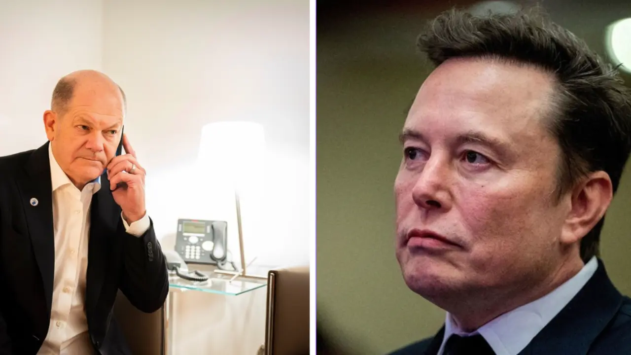 Olaf Scholz y Elon Musk.