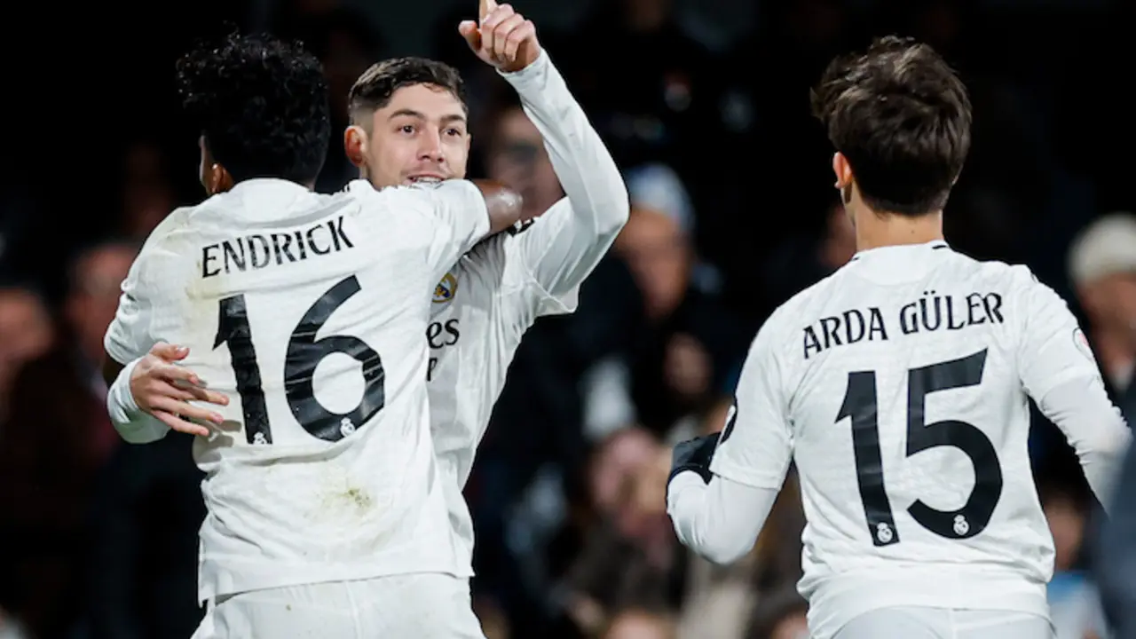 Los jugadores del Real Madrid celebran el gol de Valverde. / Real Madrid