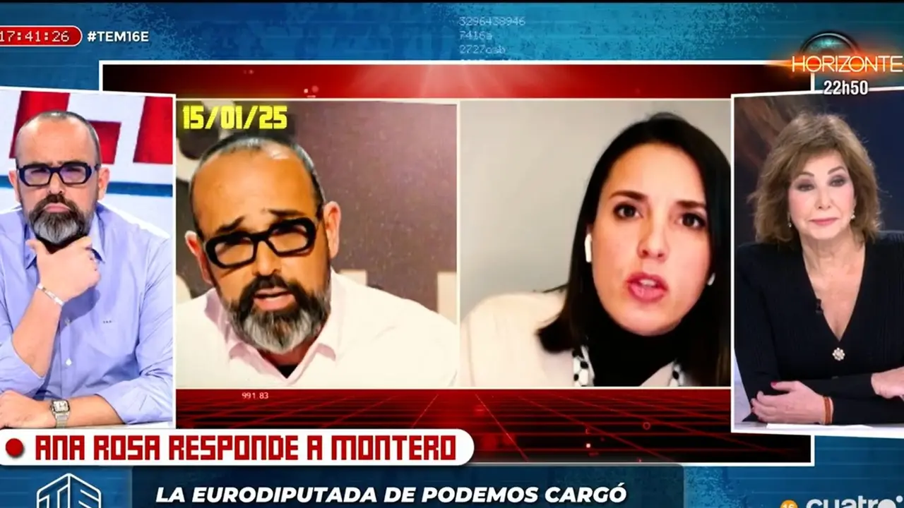Ana Rosa Quintana responde a Irene Montero en el programa de Risto. / Red X