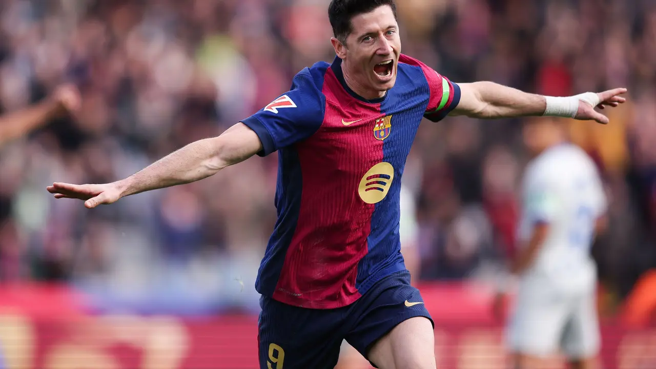 Robert Lewandoski celebra su tanto del partido. / FCB