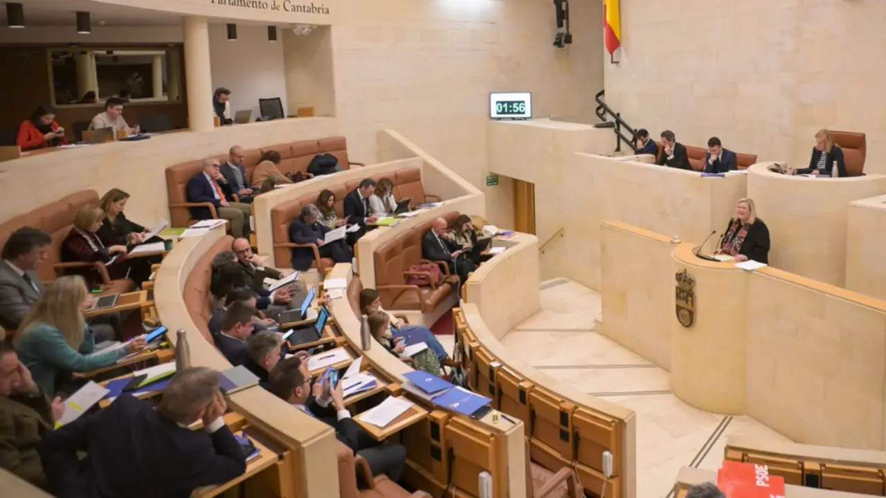 Sesi&oacute;n en el Parlamento de Cantabria, con la presidenta Mar&iacute;a Jos&eacute; S&aacute;enz de Buruaga, en la sala. / A.E.