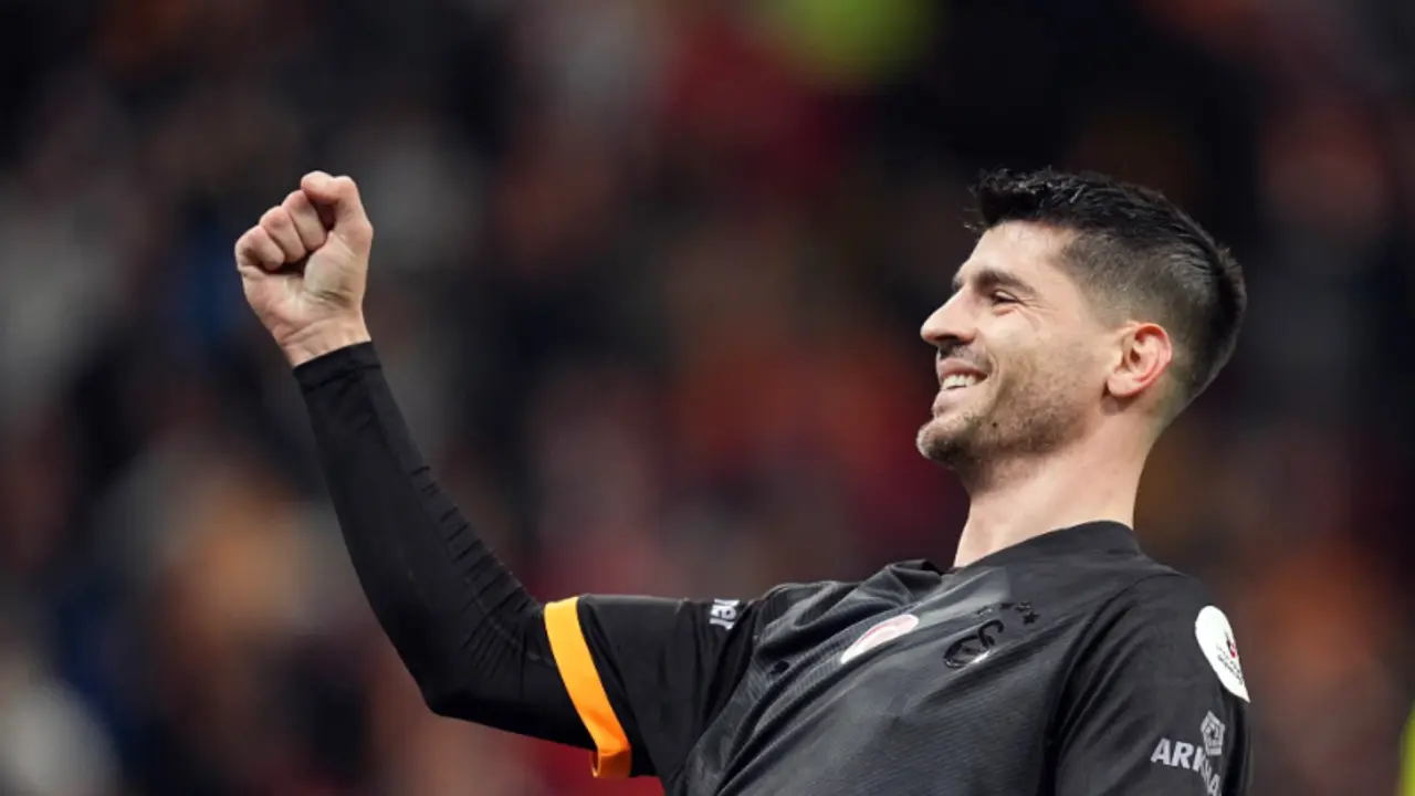 Morata celebra su gol en el partido. / Galatasaray