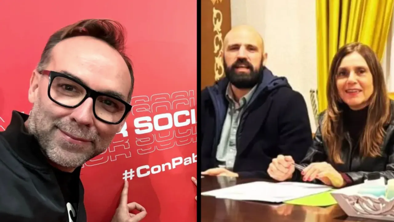 Sergio Balbont&iacute;n (PSOE), Daniel Santos G&oacute;mez (PRC) y Paula Fern&aacute;ndez Via&ntilde;a (PRC), protagonistas del &uacute;ltimo espect&aacute;culo pol&iacute;tico en redes sociales, desatando indignaci&oacute;n entre los vecinos de Reinosa. / A.E.