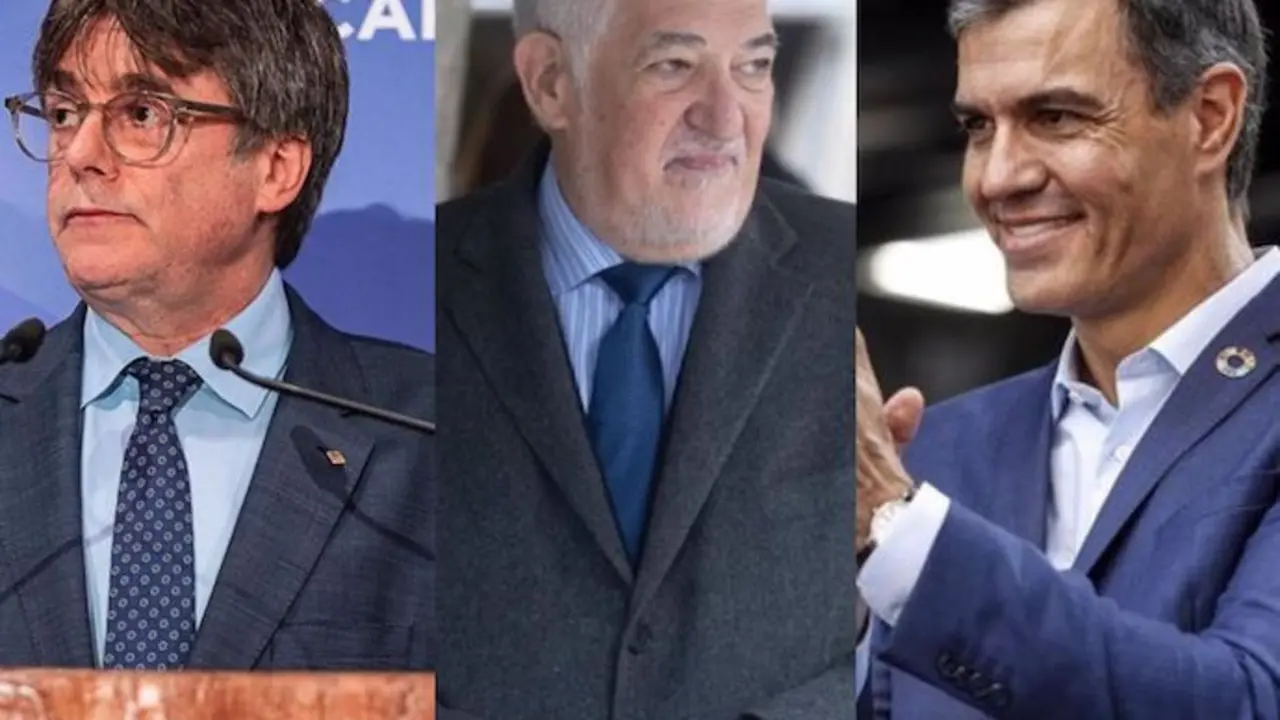 De izquierda a derecha, Carles Puigdemont, Conde Pumpido y Pedro S&aacute;nchez. / EP