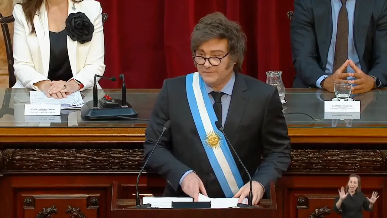 El presidente argentino, Javier Milei, durante el 143&ordm; per&iacute;odo de sesiones ordinarias del Congreso. / X