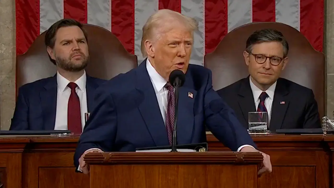 Donald Trump durante su discurso ante el Congreso de los Estados Unidos.