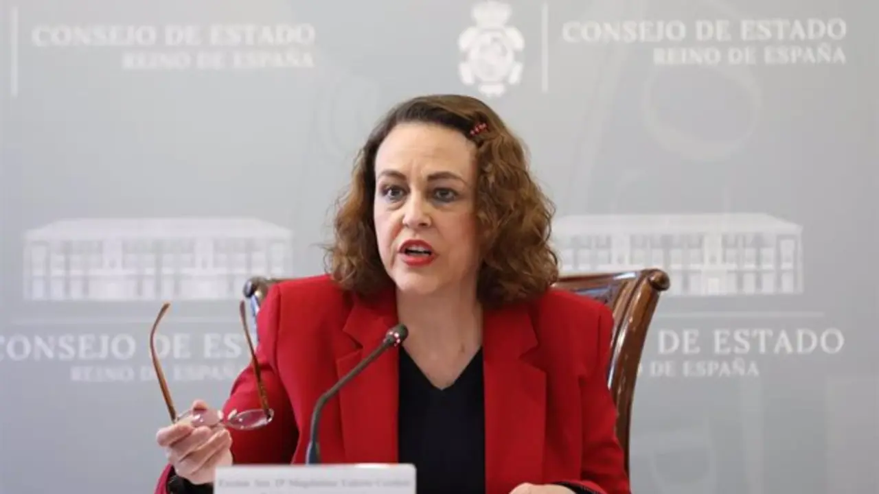 La exministra y expresidenta del Consejo de Estado, Magdalena Valerio, en una rueda de prensa. / Marta Fern&aacute;ndez Jara. / EP