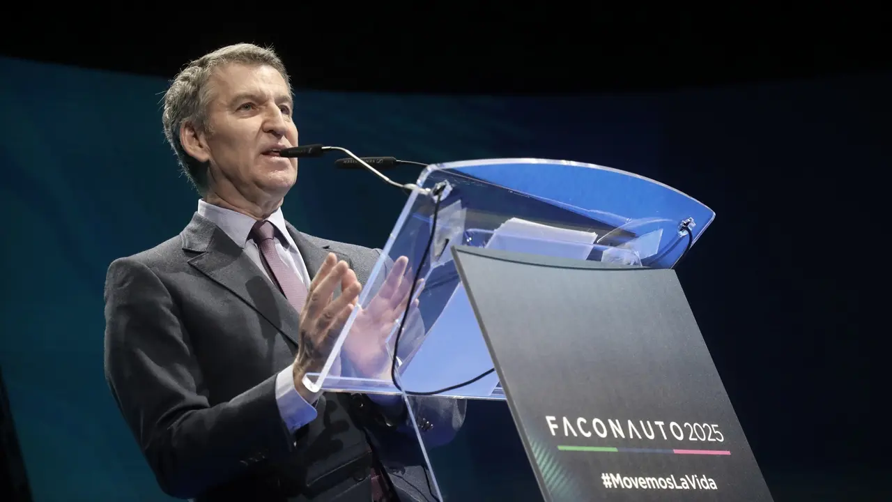 El presidente del PP, Alberto N&uacute;&ntilde;ez Feij&oacute;o, interviene durante un evento. / Rafael Bastante