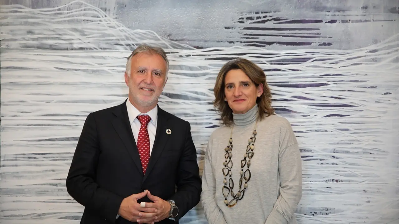 El presidente de Canarias, &Aacute;ngel V&iacute;ctor Torres, y la exministra de Transici&oacute;n Ecol&oacute;gica, Teresa Ribera. / EP