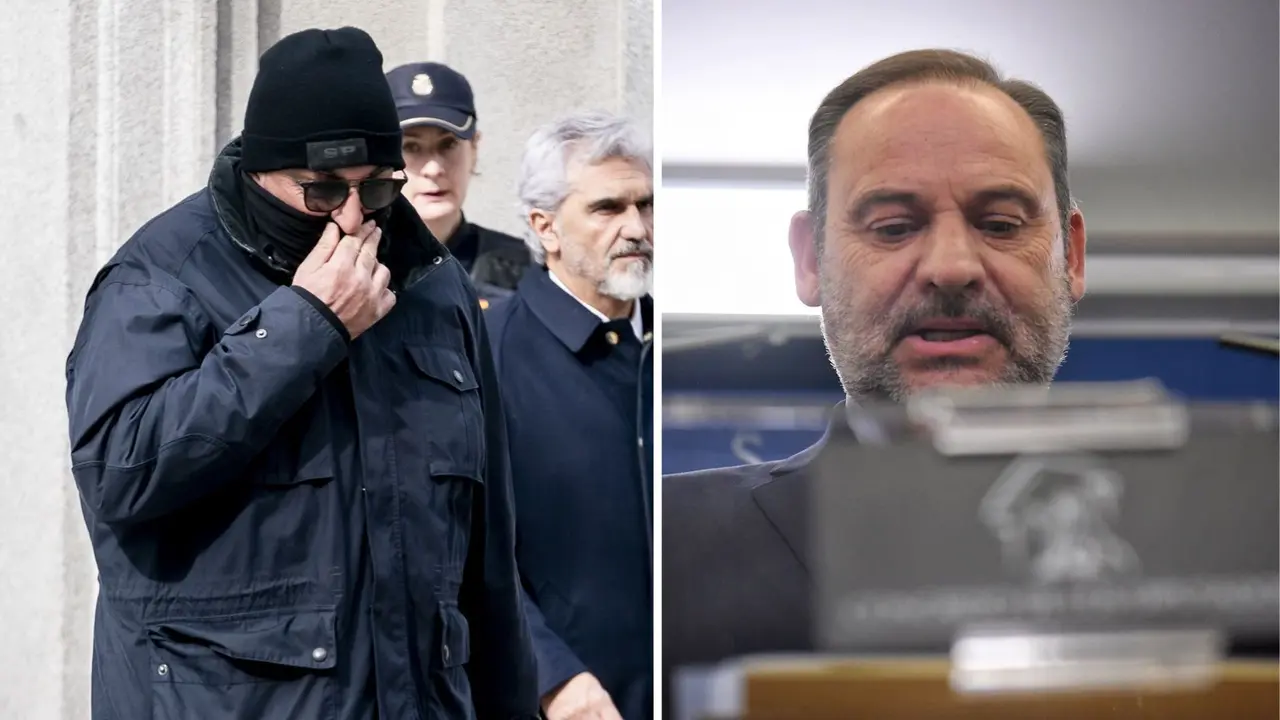 Koldo (izq), a la salida de una comparecencia y &Aacute;balos (dcha), en una rueda de prensa. /. EP