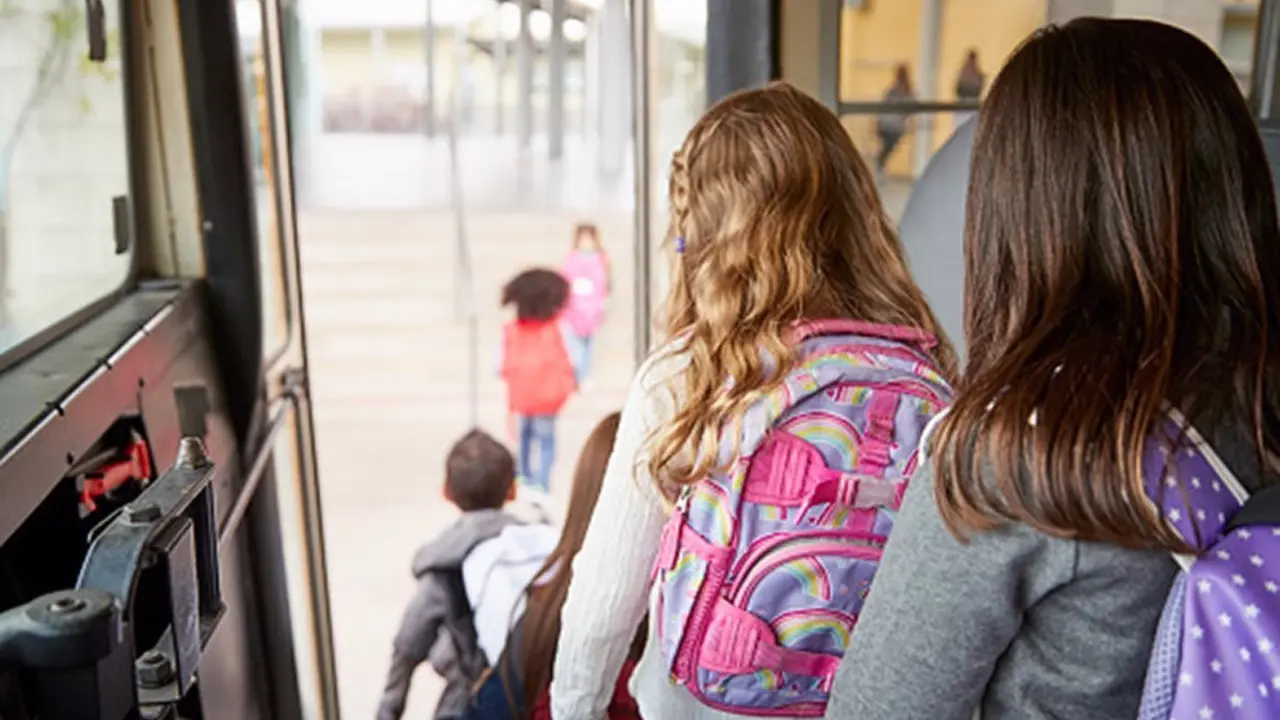 Varios ni&ntilde;os bajan del autob&uacute;s escolar. / EP