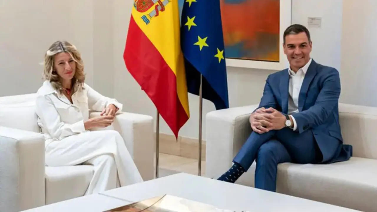 El presidente Pedro S&aacute;nchez y Yolanda D&iacute;az en la Moncloa. / EP