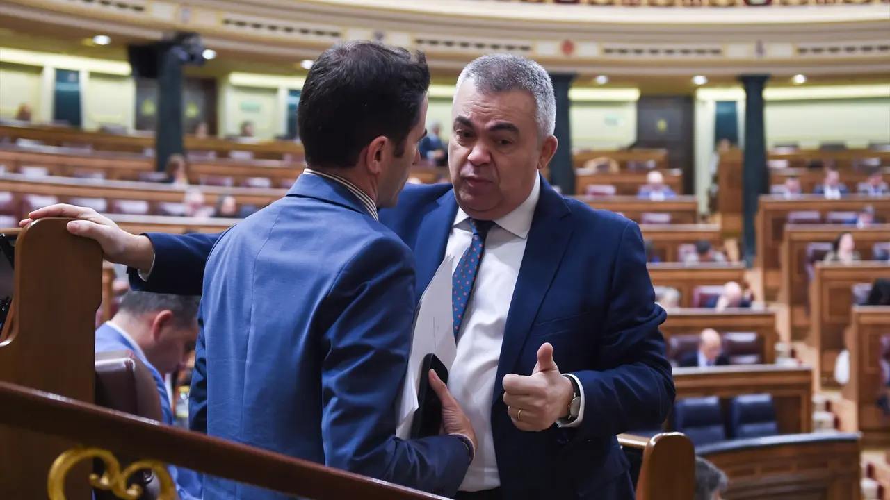 El secretario de Organizaci&oacute;n del PSOE, Santos Cerd&aacute;n(d), durante una sesi&oacute;n plenaria en el Congreso de los Diputados. / Gustavo Valiente