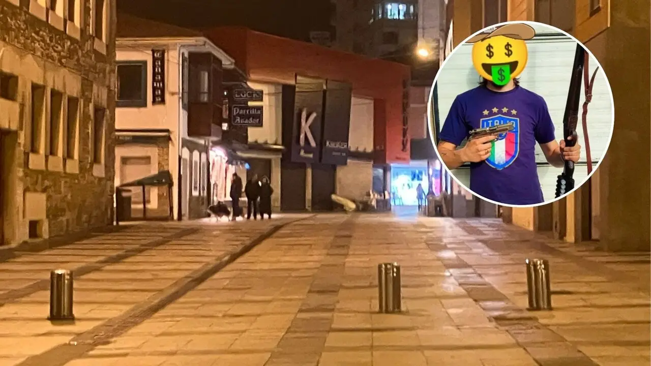 Zona de vinos en Torrelavega, y en el c&iacute;rculo la v&iacute;ctima de la agresi&oacute;n en redes sociales. / A.E.