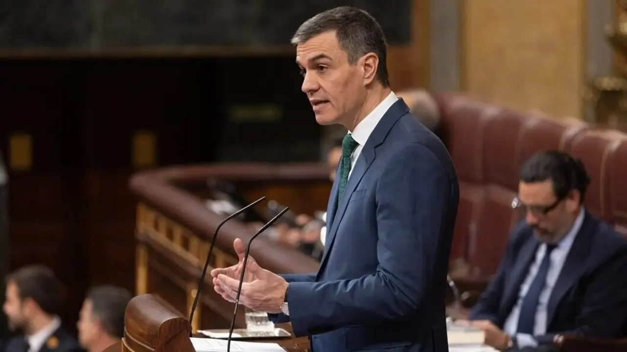 El presidente del Gobierno, Pedro S&aacute;nchez, interviene durante una sesi&oacute;n plenaria en el Congreso de los Diputados. / Eduardo Parra