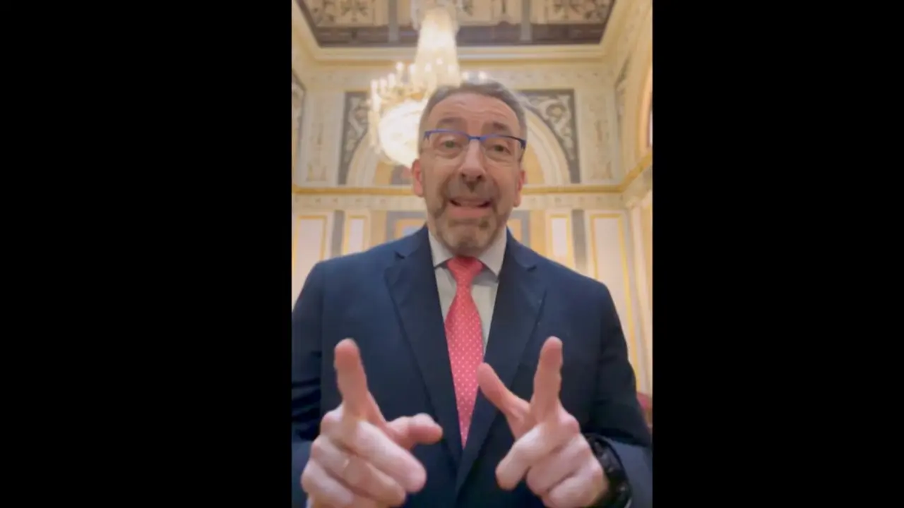 El diputado del PP por Cantabria, Javier Noriega, en un v&iacute;deo desde el Congreso, donde denunci&oacute; p&uacute;blicamente las declaraciones de la vicepresidenta Mar&iacute;a Jes&uacute;s Montero, a las que calific&oacute; como un ataque a la presunci&oacute;n de inocencia y al Estado de Derecho. / X