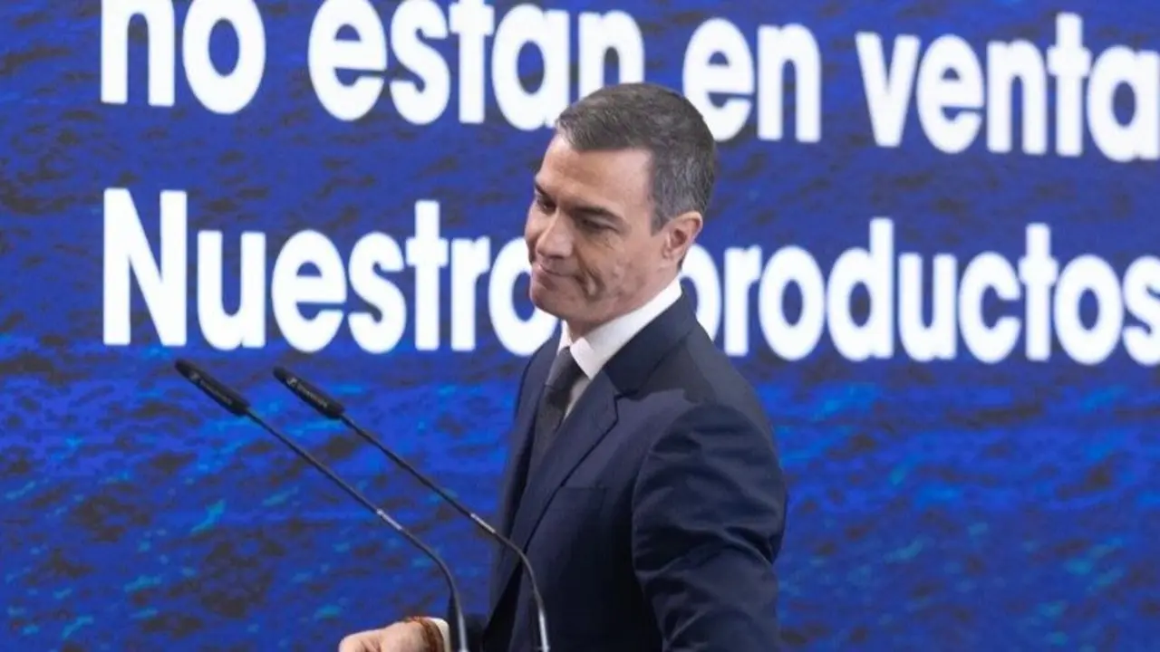 El presidente del Gobierno, Pedro S&aacute;nchez, durante una rueda de prensa, en el Complejo de La Moncloa. / Eduardo Parra