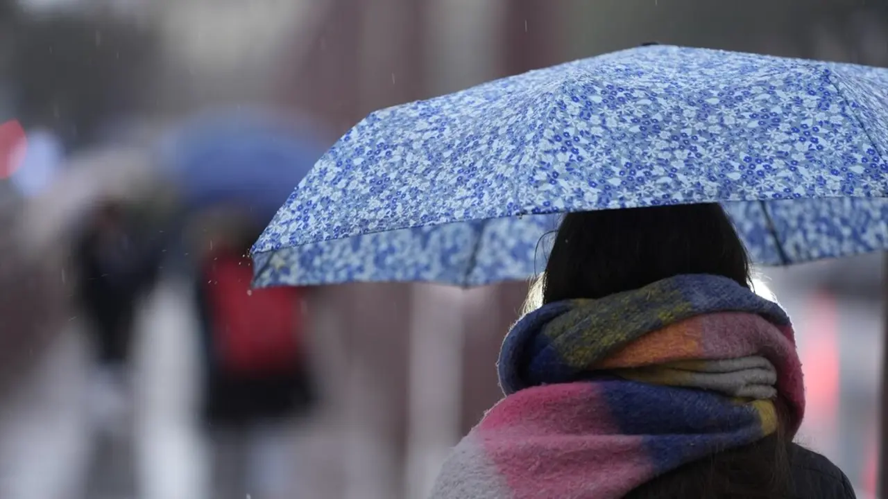 Una persona se protege de la lluvia con un paraguas. / Joaqu&iacute;n Corchero