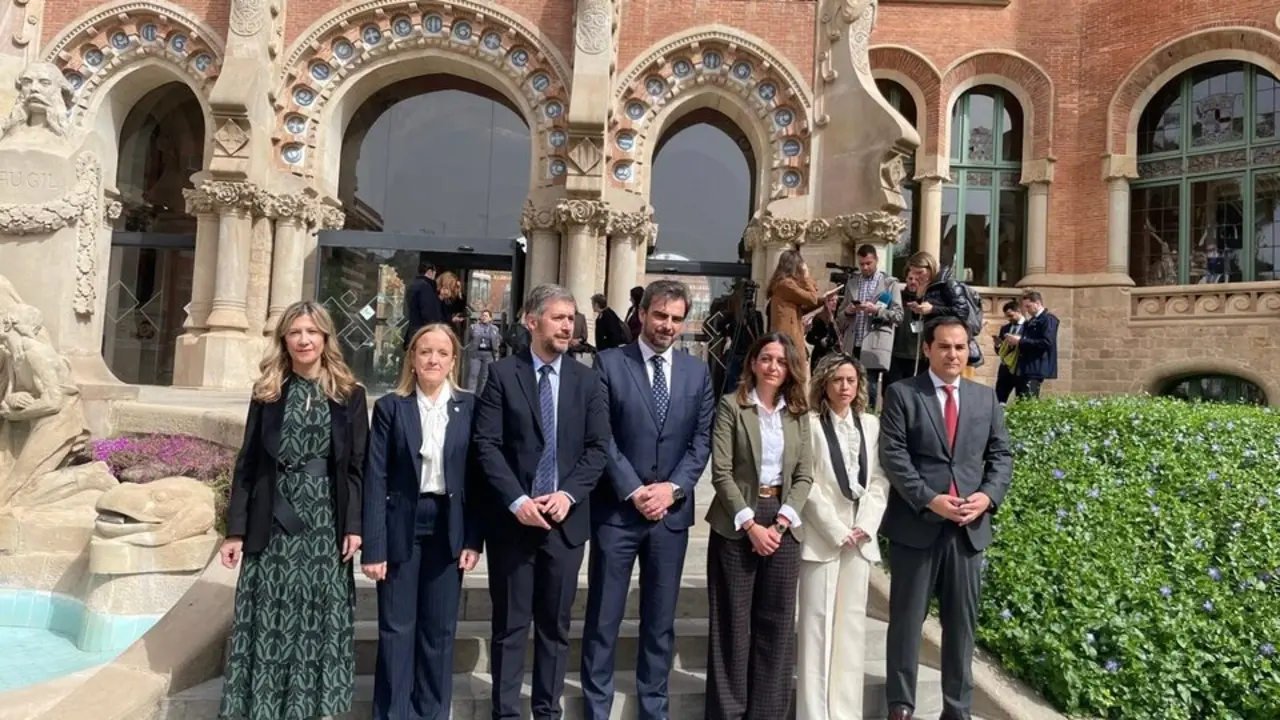 Los consejeros de las comunidades gobernadas por el PP que han abandonado la Comisi&oacute;n Sectorial de Justicia en Barcelona. / EP