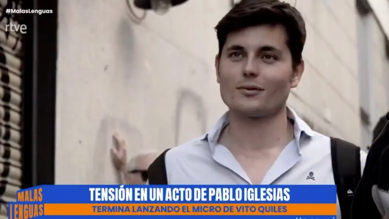 El periodista, Vito Quiles, durante el acto de Pablo Iglesias. / X