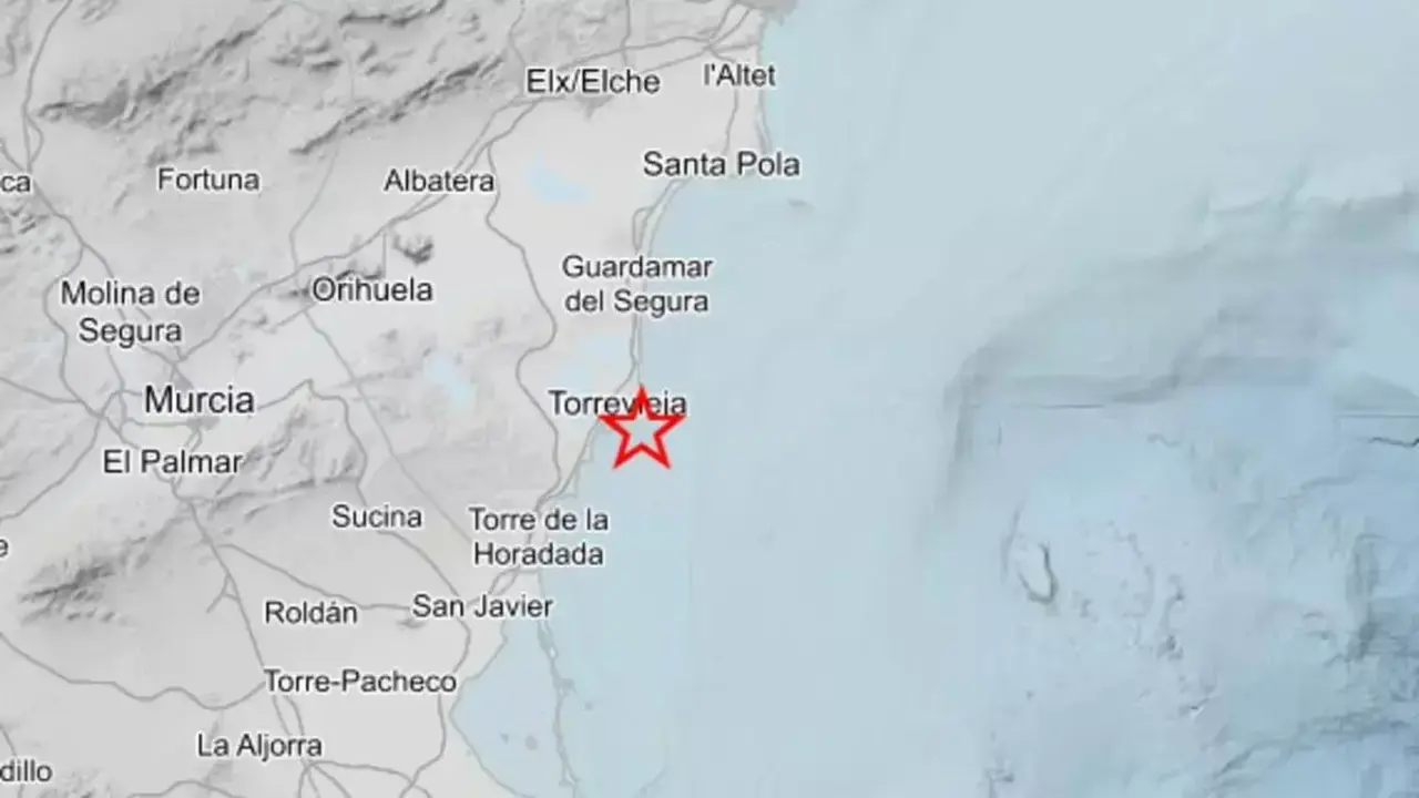 Localización del terremoto registrado en Torrevieja. / IGN