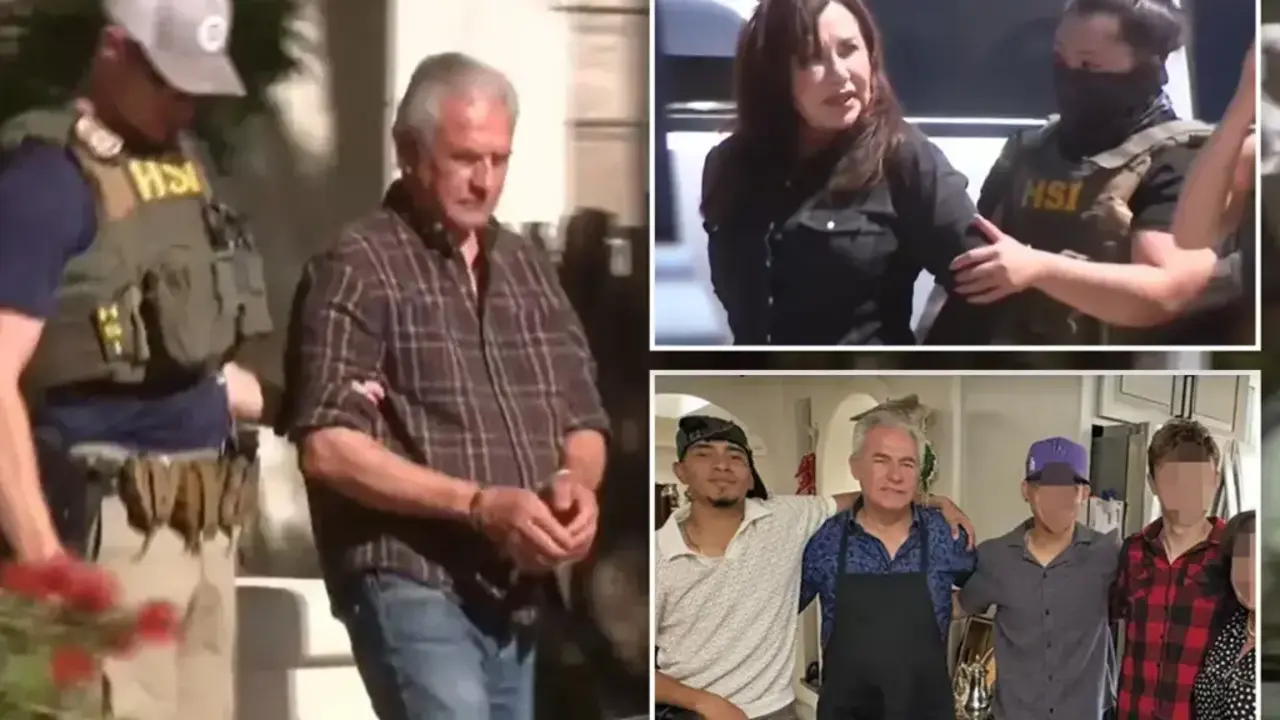 Agentes federales arrestan al exjuez Joel Cano y a su esposa, Nancy Cano, en Las Cruces, Nuevo M&eacute;xico, por presuntamente albergar a un miembro del Tren de Aragua. En la imagen inferior, Cano posa con varios j&oacute;venes, entre ellos el presunto pandillero venezolano.