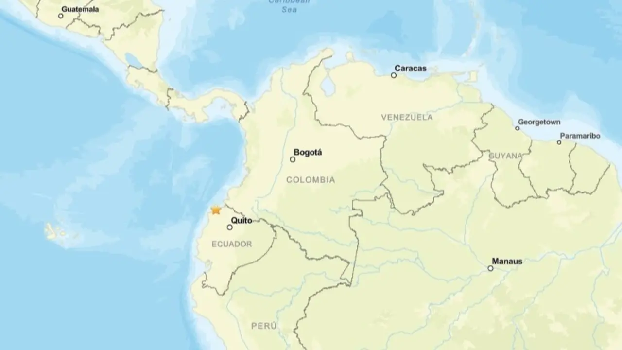 Terremoto de magnitud 6 en la escala abierta de Richter frente a Esmeraldas, en el noroeste de Ecuador. / USGS