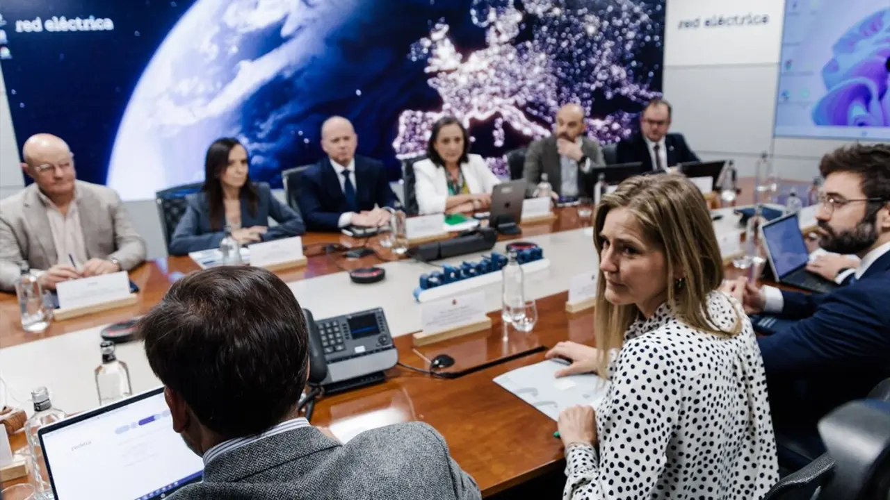 La vicepresidenta tercera y ministra para la Transici&oacute;n Ecol&oacute;gica y el Reto Demogr&aacute;fico, Sara Aagesen y la presidenta de Red El&eacute;ctrica de Espa&ntilde;a, Beatriz Corredor, asisten a la reuni&oacute;n del Comit&eacute;. / Carlos Luj&aacute;n